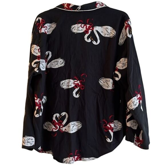 Victoria’s Secret- Midnight Swans Long Pajama Set, Black Button Down, Large - Picture 5 of 10